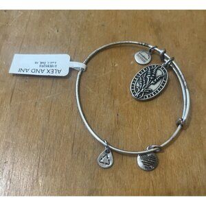Alex And Ani Aunt  Admiration Connection Expandable Wire Bangle Rafaelian Silver